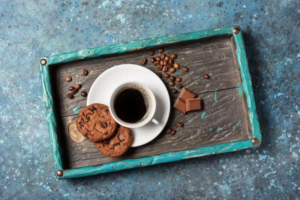 Chokladkakor och kaffe för en god paus — Stockfoto