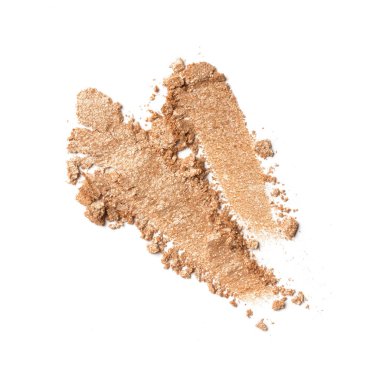 Shiny smears of golden eyeshadow