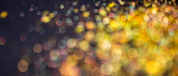 Banner Defocused Gyllene Glitter Och Skimmer Med Bokeh Effekt Svart — Stockfoto