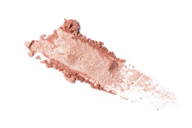 Beyaz arka planda izole kozmetik ürün örneği olarak parlak ezilmiş bej göz farı Fırça darbesi