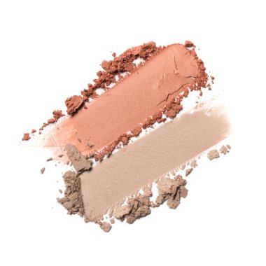 Düz fırça darbesi. Beyaz arkaplanda izole edilmiş kozmetik güzellik ürünü örneği olarak kırık renk göz farı