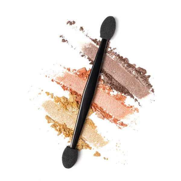 Flat Lay Brush Stroke Broken Shiny Color Eyeshadow Sample Cosmetic — Stock Photo, Image