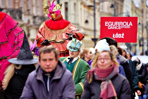 Domenica Febbraio 2020 Lodz Polonia Carnevale Lodz Grande Parata Lungo — Foto Stock