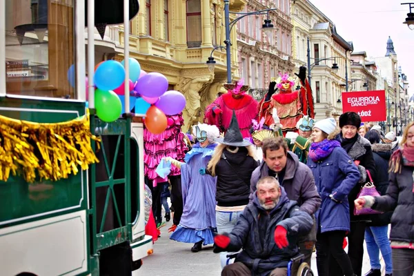 Domenica Febbraio 2020 Lodz Polonia Carnevale Lodz Grande Parata Lungo — Foto Stock