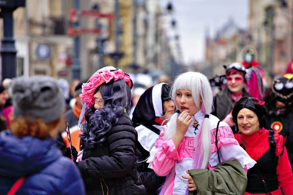 Domingo Febrero 2020 Carnaval Lodz Polonia Lodz Gran Desfile Por —  Fotos de Stock