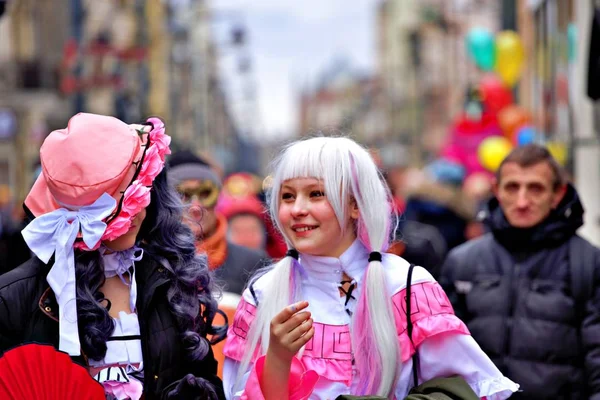 Domingo Fevereiro 2020 Lodz Poland Carnival Lodz Grande Desfile Pela — Fotografia de Stock