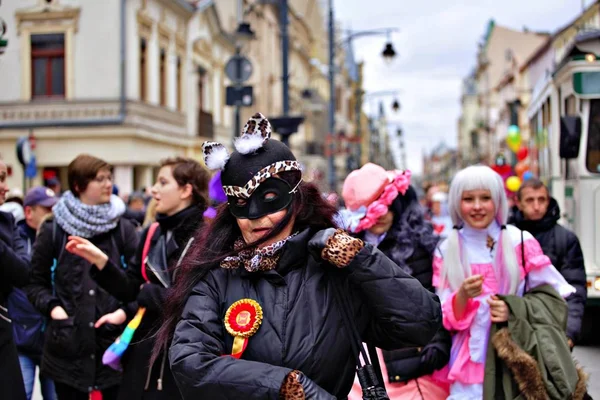 Domingo Fevereiro 2020 Lodz Poland Carnival Lodz Grande Desfile Pela — Fotografia de Stock