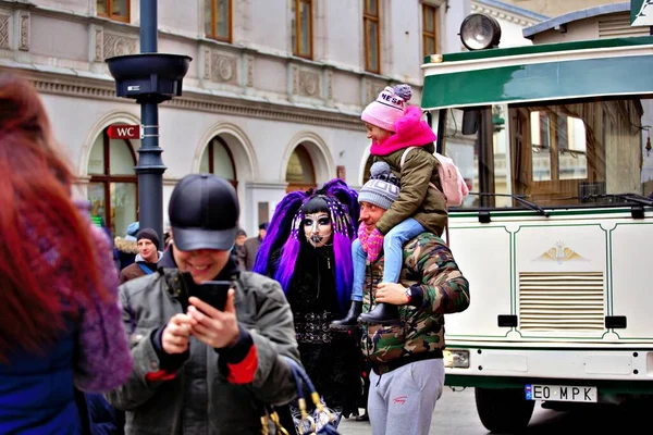 Domingo Febrero 2020 Carnaval Lodz Polonia Lodz Gran Desfile Por — Foto de Stock