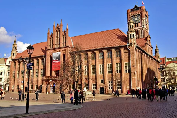 波兰托伦 2020年4月7日 星期一哥特式市政厅托伦古城 — 图库照片