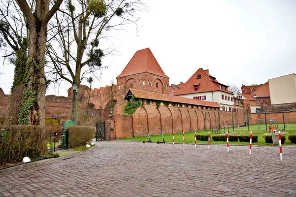 Torun Polska Wtorek Kwietnia 2020 Mur Jednego Starych Budynków Historycznej — Zdjęcie stockowe