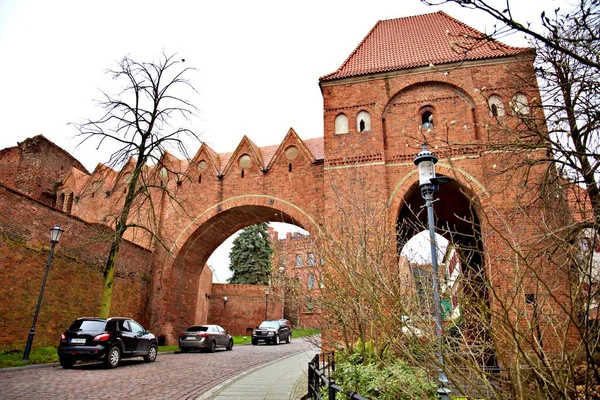 Torun Pologne Mardi Avril 2020 Mur Des Vieux Bâtiments Partie — Photo