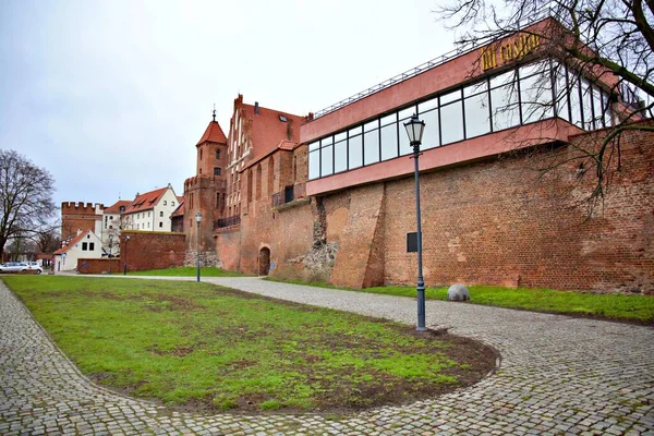 Torun Pologne Mardi Avril 2020 Mur Des Vieux Bâtiments Partie — Photo