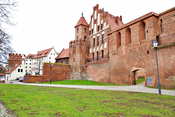 Torun Pologne Mardi Avril 2020 Mur Des Vieux Bâtiments Partie — Photo