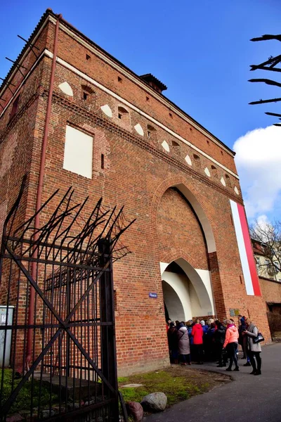Torun Polska Wtorek Kwietnia 2020 Mur Jednego Starych Budynków Historycznej — Zdjęcie stockowe