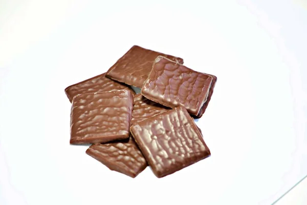 Pieces Chocolate White Background — Stock Photo, Image