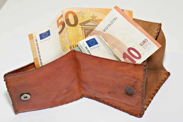 Sábado Abril 2020 Lodz Polonia Euros Euros Euros Cartera Sobre —  Fotos de Stock