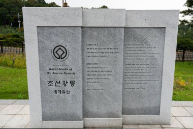 Unesco world heritage sign of Royal tombs of Joseon Dynasty at t
