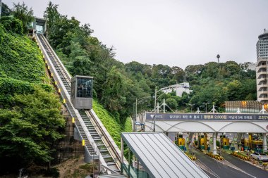 Slanted Orumi Elevator of Namsan mountain park in Seoul South Ko