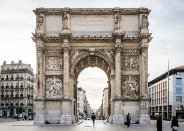 Porte d'Aix or Aix gate a triumphal arch in Marseille France