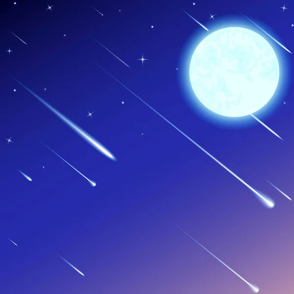 Volle maan op blauwe achtergrond — Stockvector