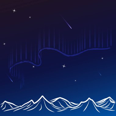 Stilize aurora borealis yıldızlı gökyüzü arka planı