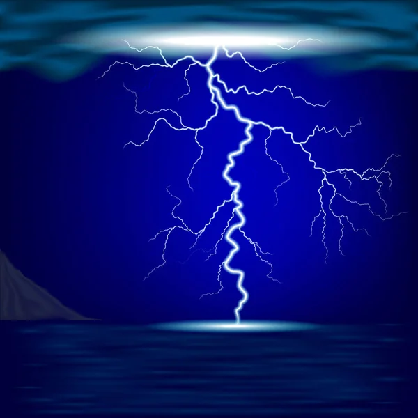 Lightning and the sea — Stock Vector