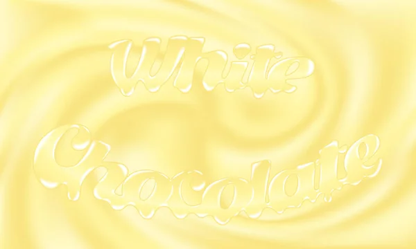 Melted white chocolate with text