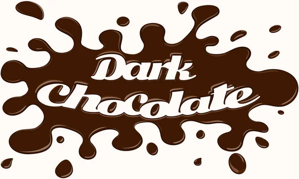 Chocolat noir fondu avec texte — Image vectorielle