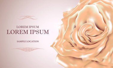 Kartındaki veya davet krem gül metin ile. Vektör