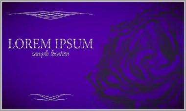 Metni Mavi gül kartındaki veya davet. Vektör 