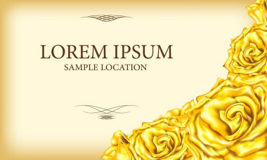 Bir kartı veya davet Golden Rose metin ile. Vektör 