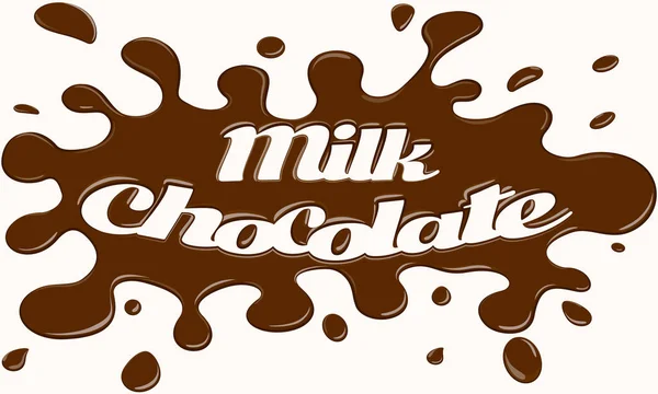 Chocolat au lait fondu avec texte — Image vectorielle