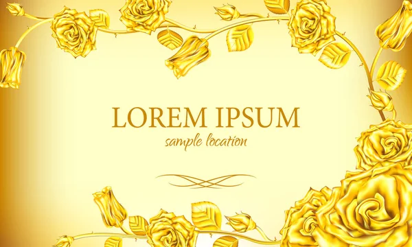 Bir kartı veya davet Golden Rose metin ile. Vektör çizim