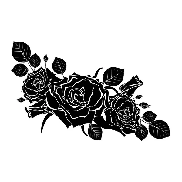 Ένα μπουκέτο από μαύρα τριαντάφυλλα σε λευκό φόντο. Διάνυσμα — Διανυσματικό Αρχείο