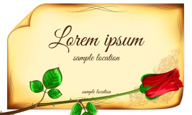 Eski kağıt arka planı kırmızı gül