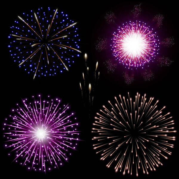 Праздничный ночной фейерверк. Вектор
.