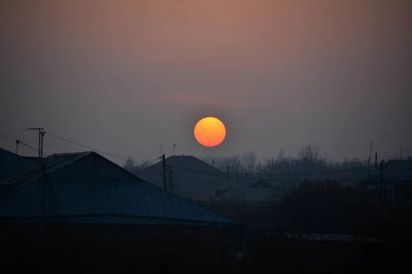 Amazing Sunrise Beautiful Village — Stock Photo, Image