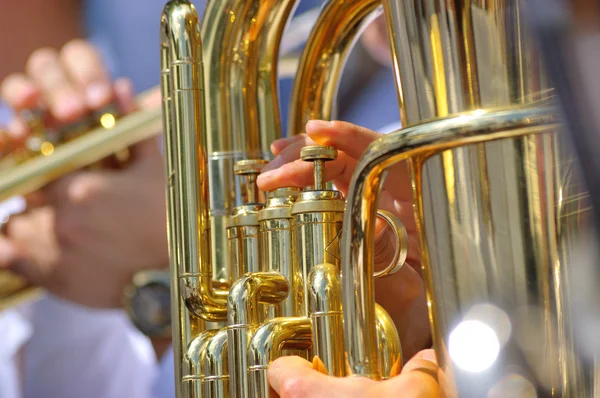 Tuba in brass band — Stock Photo, Image