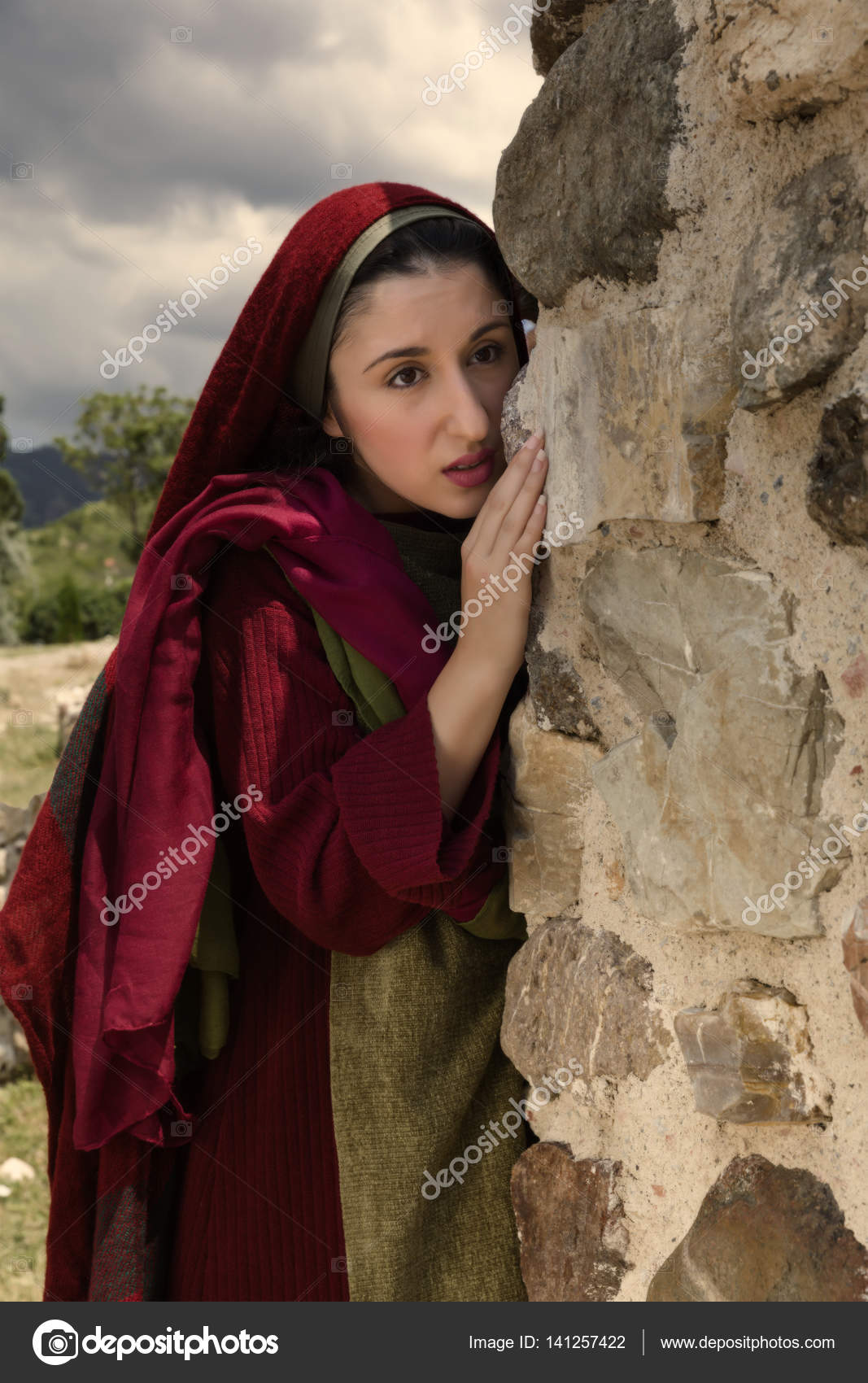 Mary Magdalene crying at Jesus empty tomb Stock Photo by ©Klanneke
