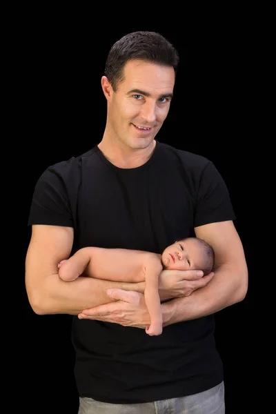 Glücklicher Vater mit neugeborenem Baby — Stockfoto