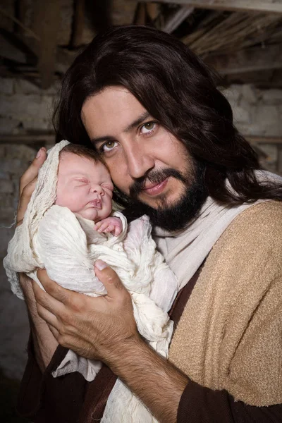 Fechar José e o Menino Jesus — Fotografia de Stock