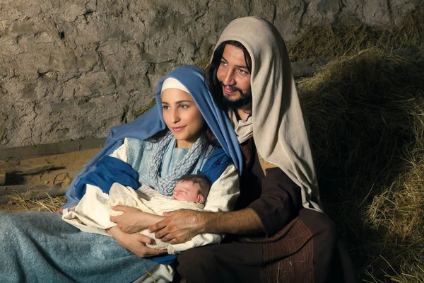 Marie et Joseph Scène de la Nativité — Photo