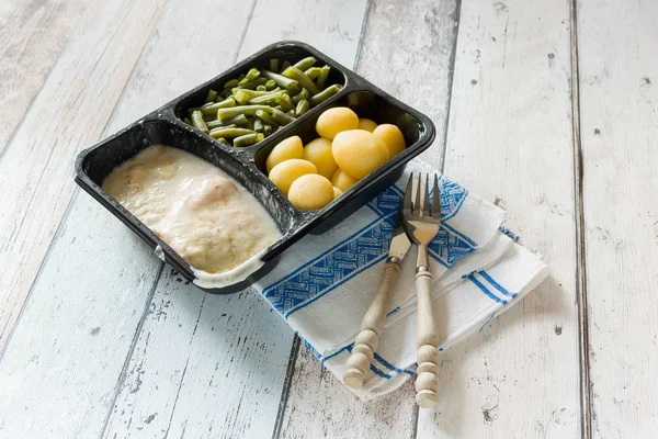 TV dinner with beans — Stock Photo, Image