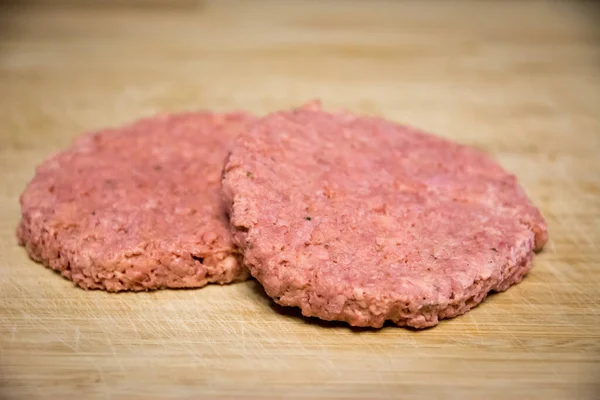 Two Vegan Plant Based Burgers Wooden Plate — Stock Photo, Image