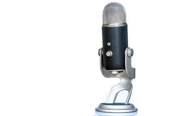 Microfone Com Visual Clássico Vintage Usado Para Podcasting Outra Gravação — Fotografia de Stock