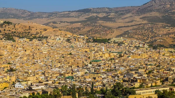 Panoramiczny Widok Medyny Starówki Fes Maroko — Zdjęcie stockowe
