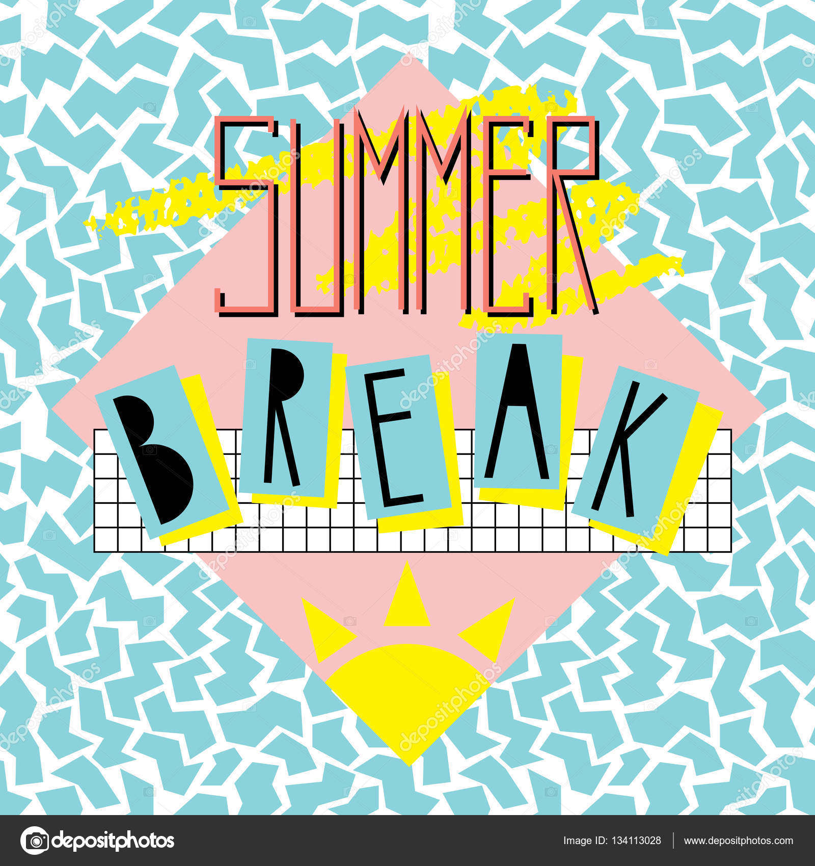 Break card template Summer break card template — Stock Vector