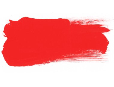 Kırmızı boya lekeli fırça. Soyut izole boya