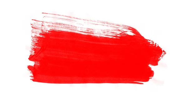 白を基調とした美しい赤い水彩画のストローク 絵画のための赤いブラシ — ストック写真