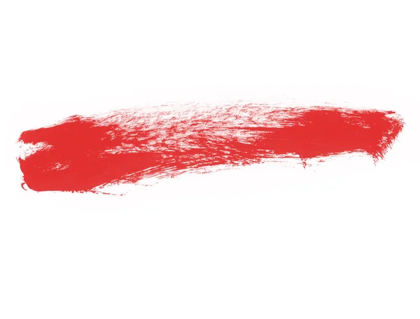 Linha Pintura Vermelha Isolada Branco Pincel Vermelho Fundo — Fotografia de Stock